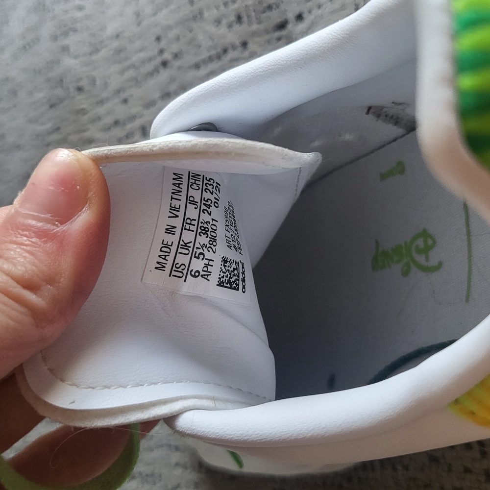 Adidas Women's White Sneakers with Yellow and Green Accents - Picture 5 of 7